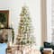 Glitzhome® 7.5ft Pre-Lit Flocked Slim Pine Artificial Christmas Tree, Warm White LED Lights